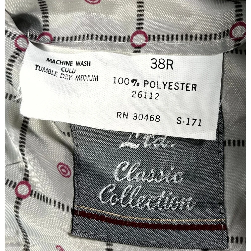 Oakton Ltd Blazer Jacket Mens 38R Gray Single Breasted Notch Lapel Business
